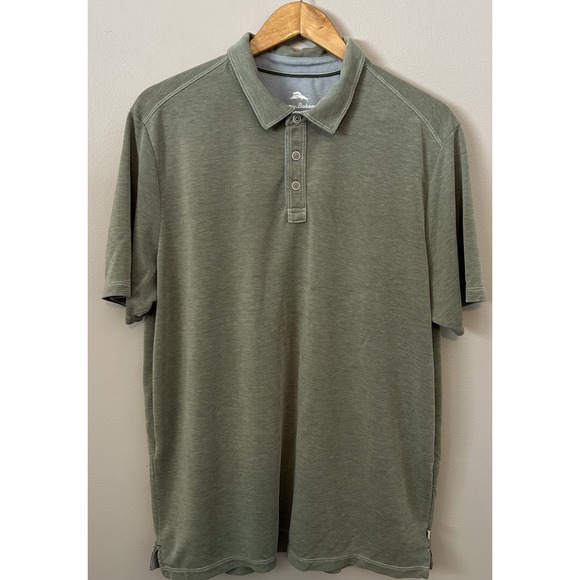Tommy‎ Bahama Men's Size XL Solid Green Short Sleeve Polo Shirt Casual Beachwear - Picture 2 of 7